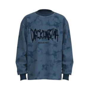 OS007 Men’s Blue Tie-Dye Print Sweatshirt Oversized Fit Sweatshirt