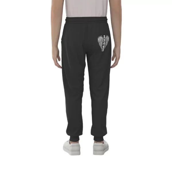 MP002 Men’s Black Wings Offset Print Sweatpants Man Pants - 图片 2
